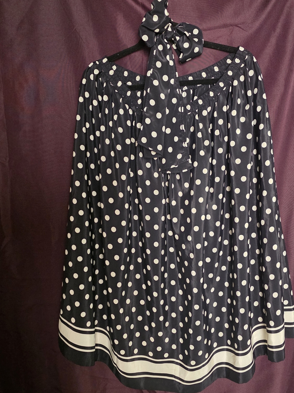 Like new Leslie Fay black and white polka dot vintage Skirt And Scarf Set